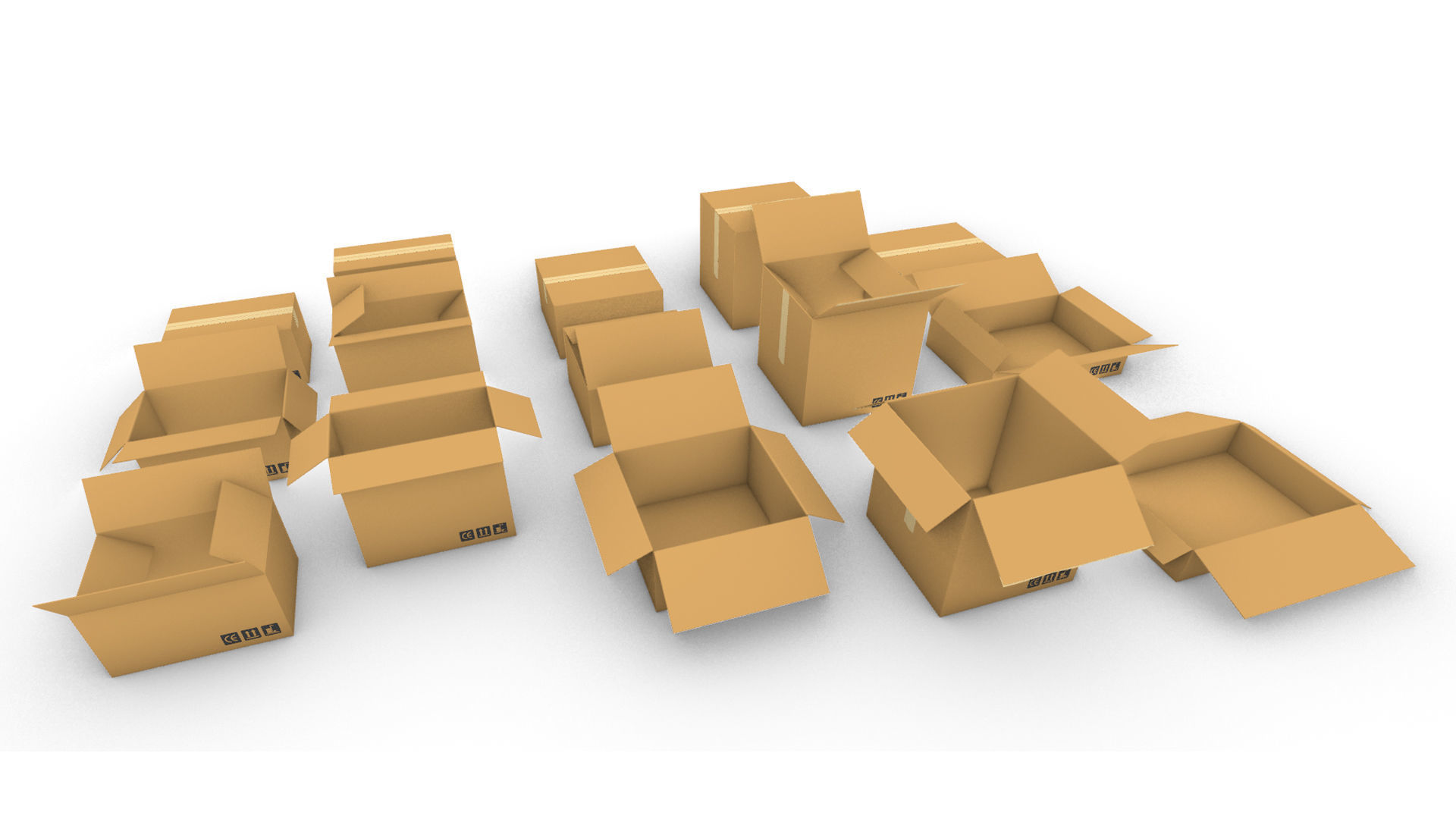 Cardboard boxes Collection 3D model_20