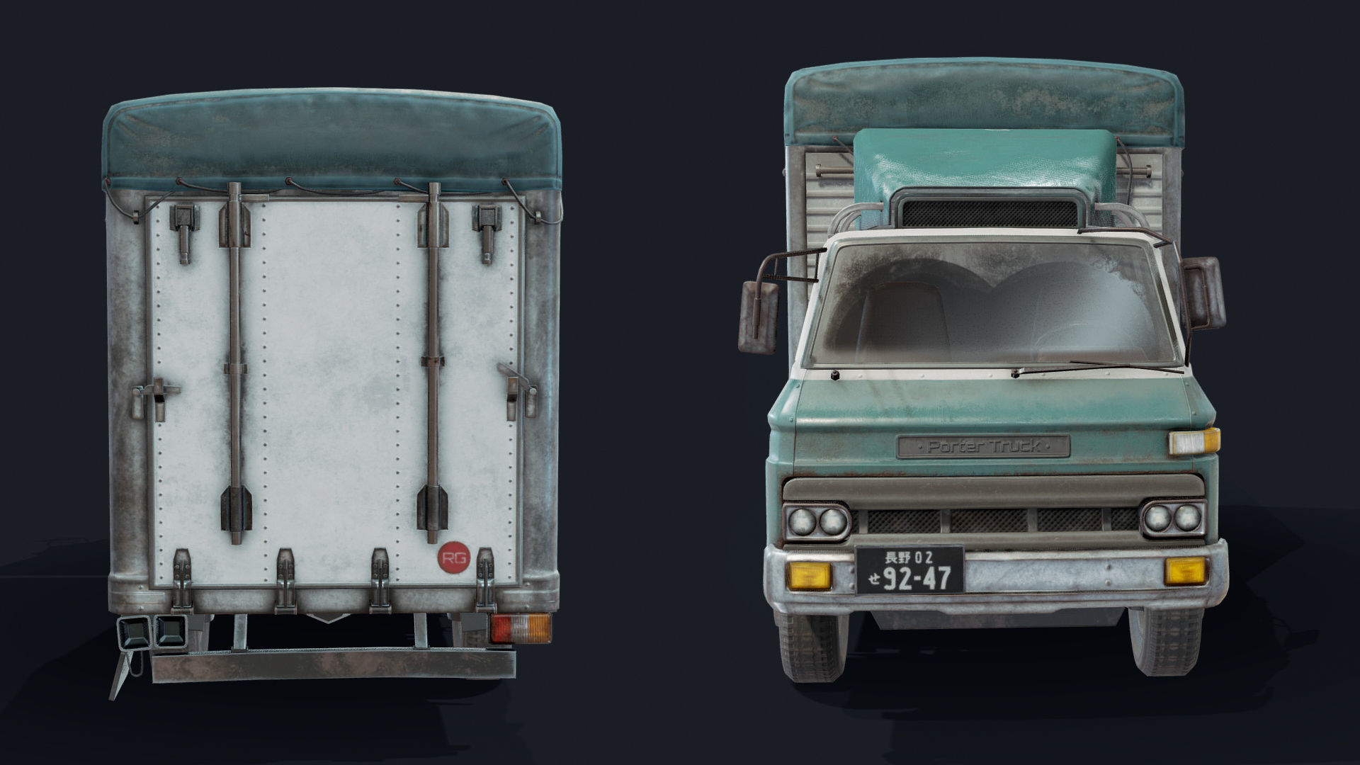 Porter Truck Low-poly 3D model_9