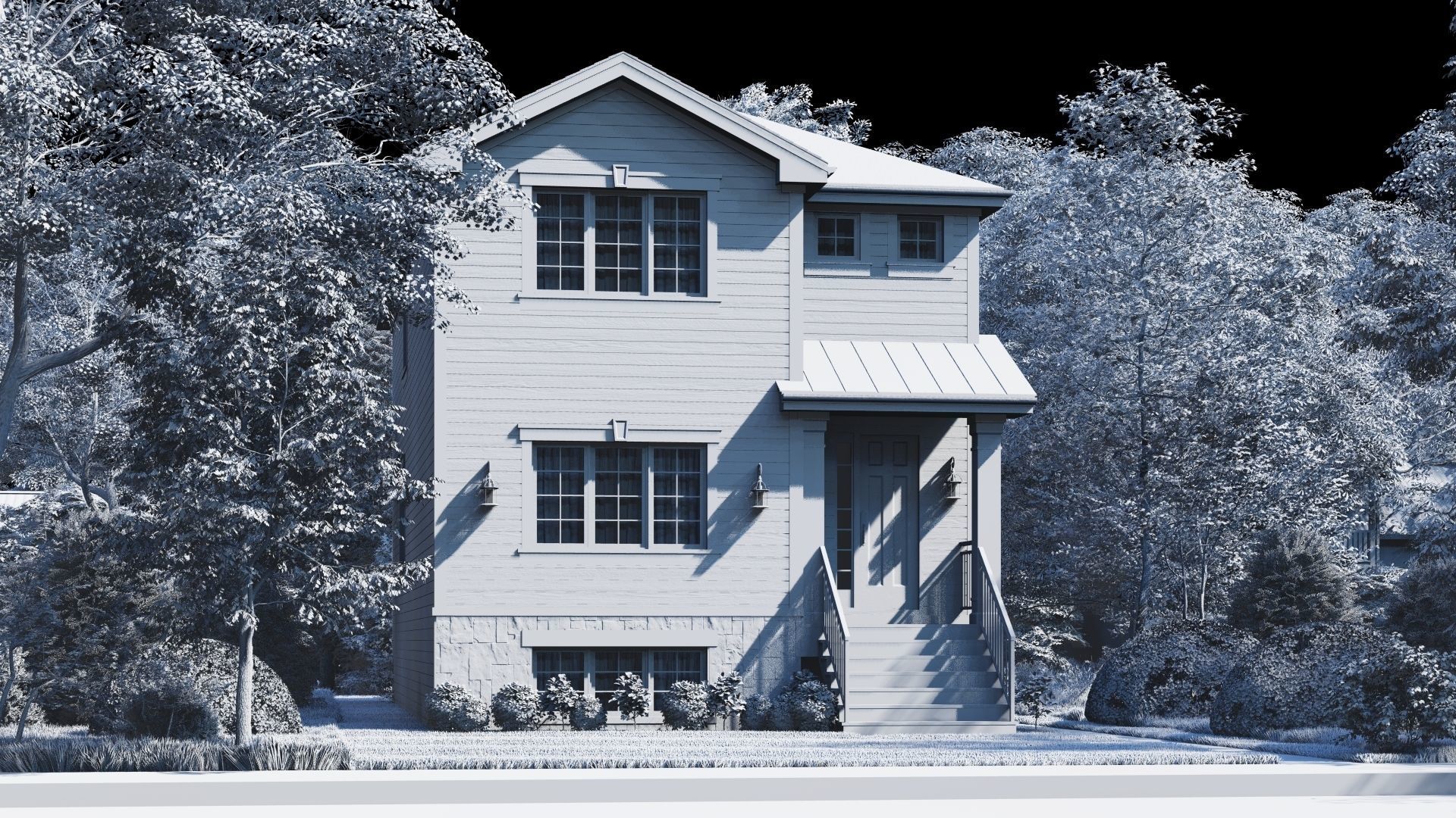 Western Style Architecture House 3D model_8
