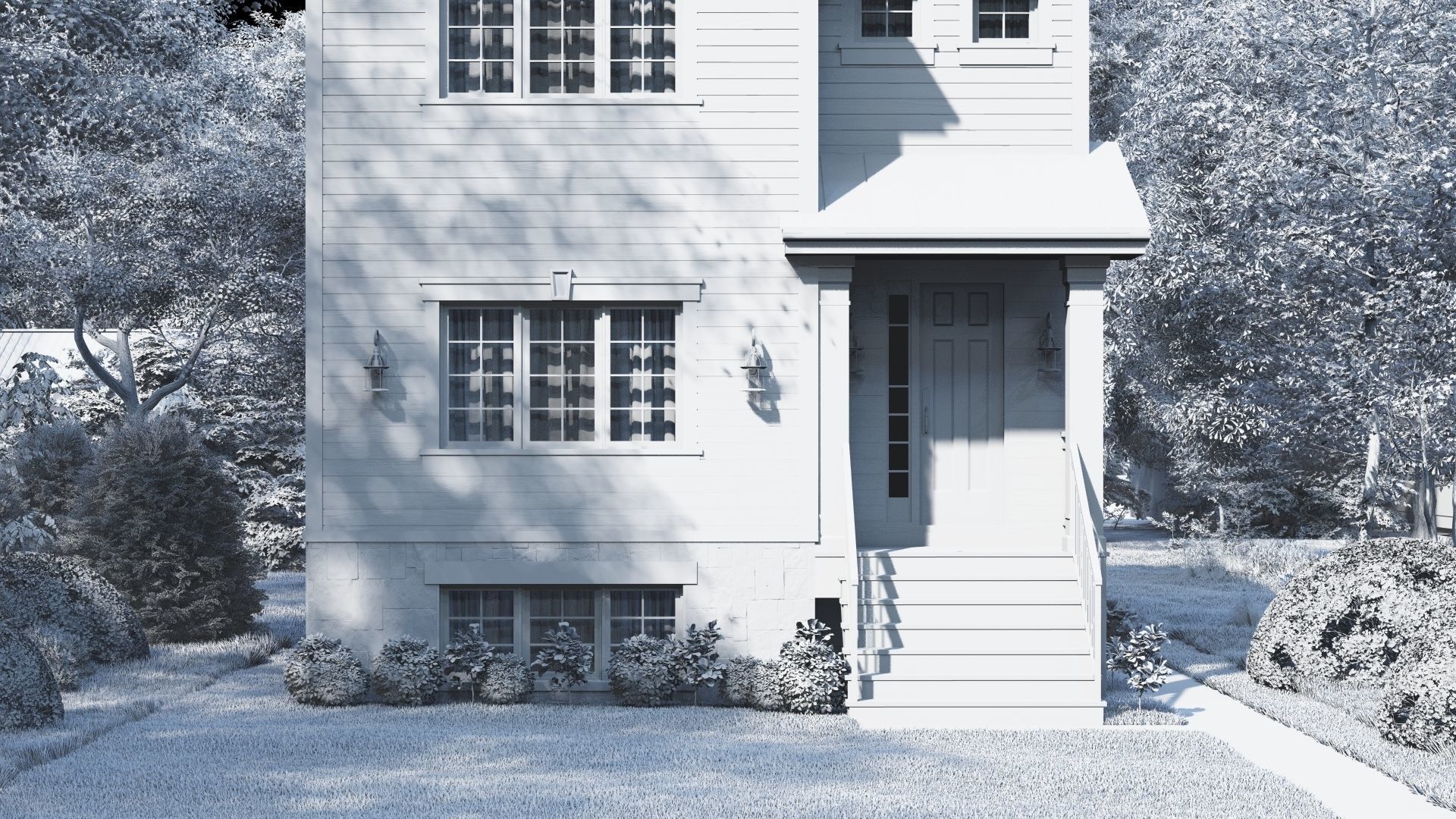 Western Style Architecture House 3D model_4