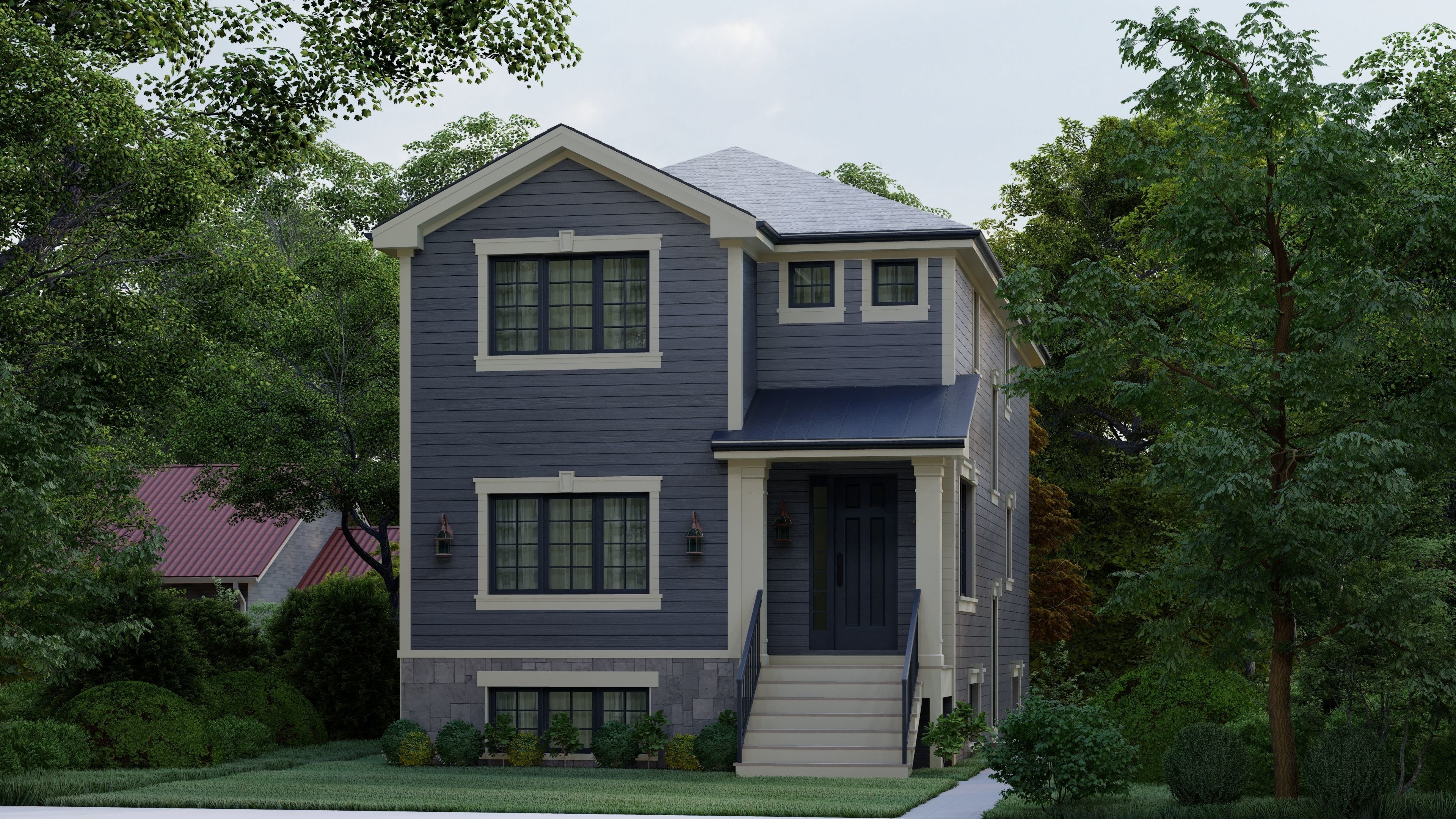 Western Style Architecture House 3D model_2
