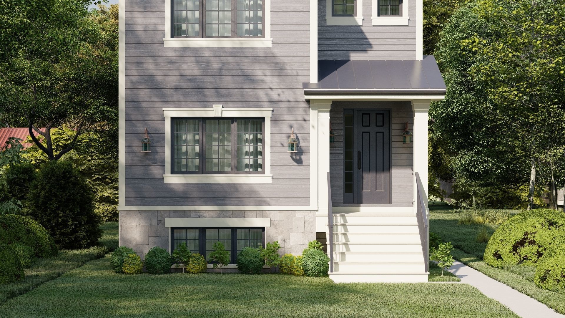 Western Style Architecture House 3D model_3