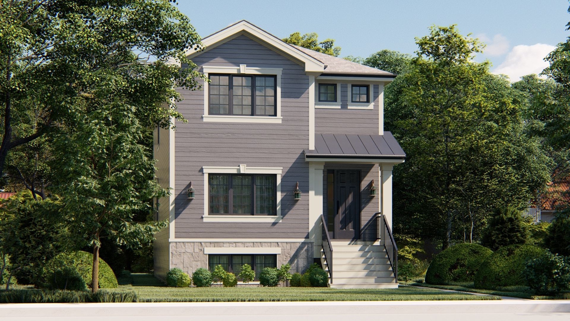 Western Style Architecture House 3D model_7