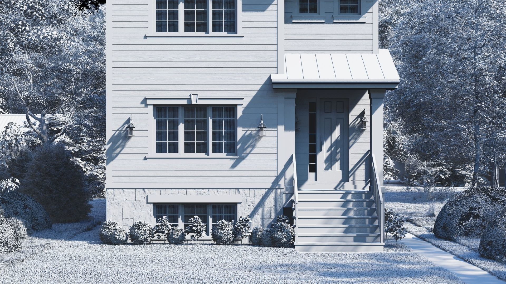 Western Style Architecture House 3D model_16