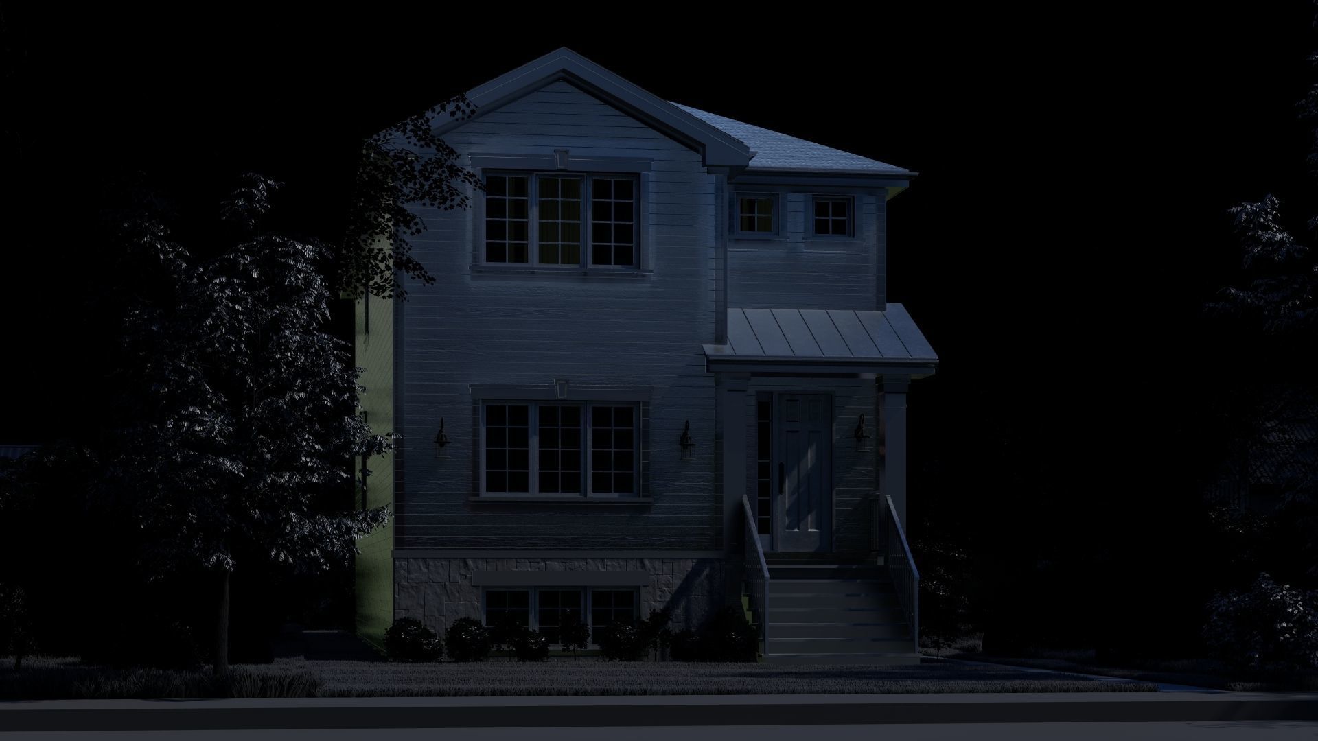 Western Style Architecture House 3D model_10