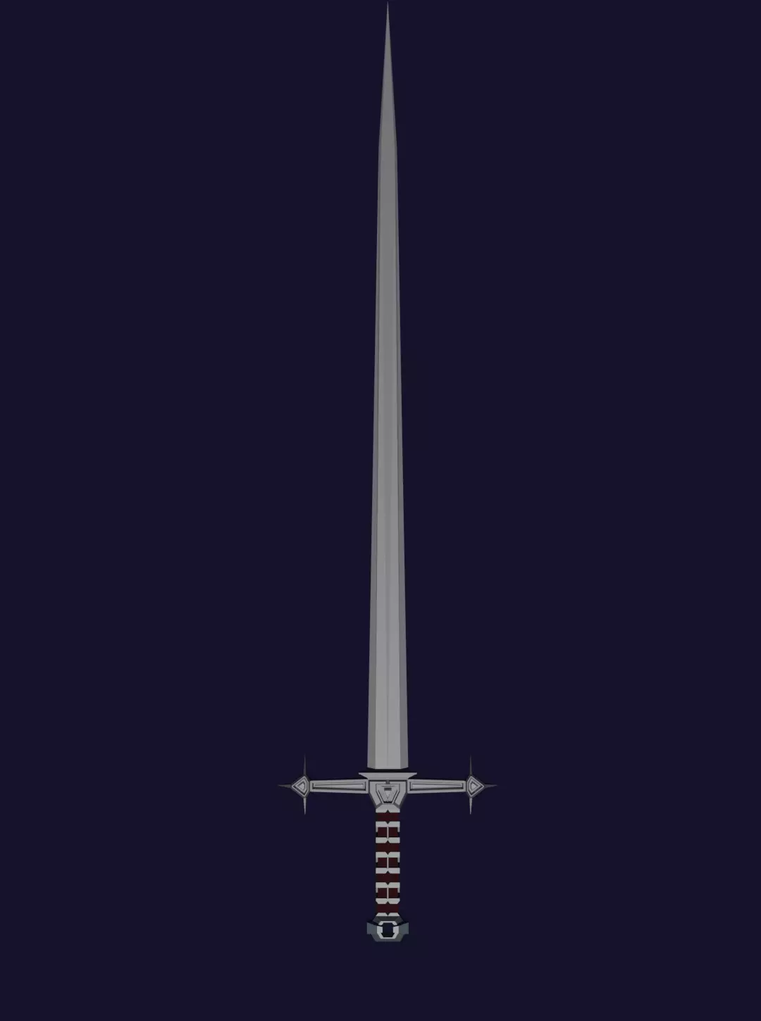 Knight sword Low-poly 3D model_0