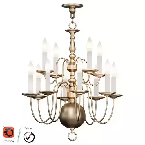 Dutch Style Brass Six Light Chandelier
