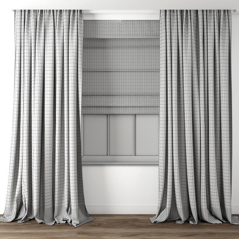 Curtain 75 with window 3D model_2