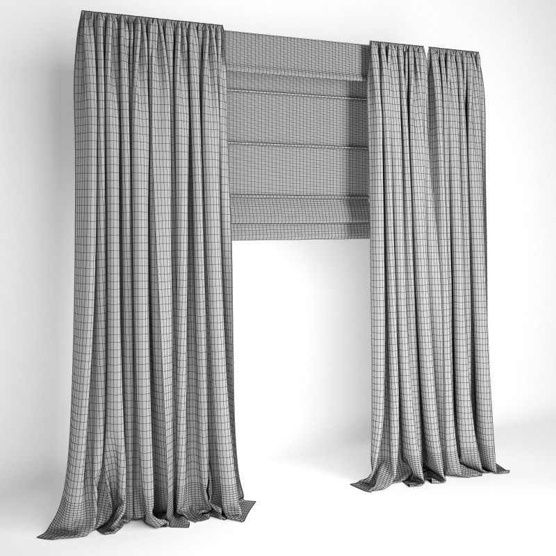Curtain 75 with window 3D model_5