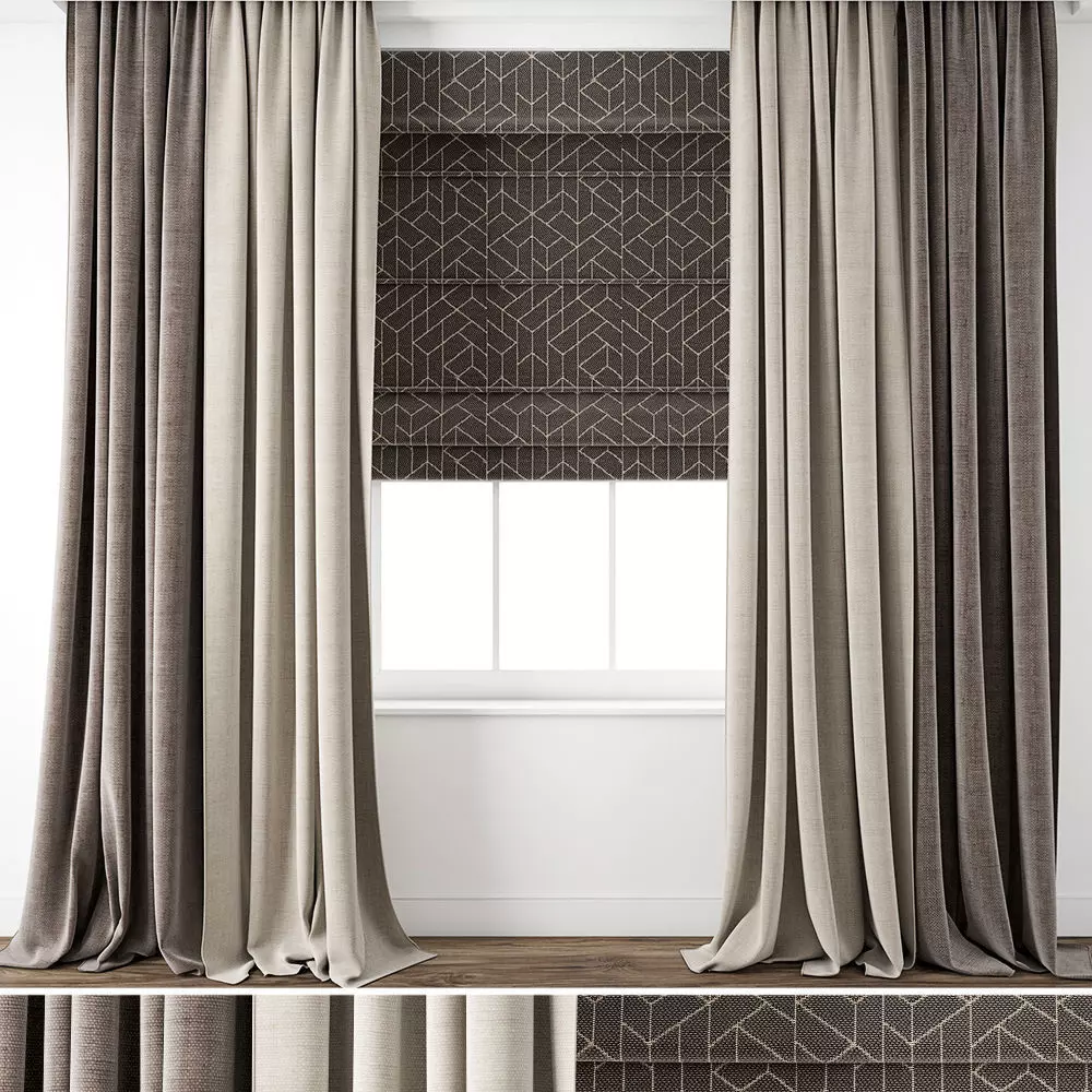 Curtain 75 with window 3D model_0