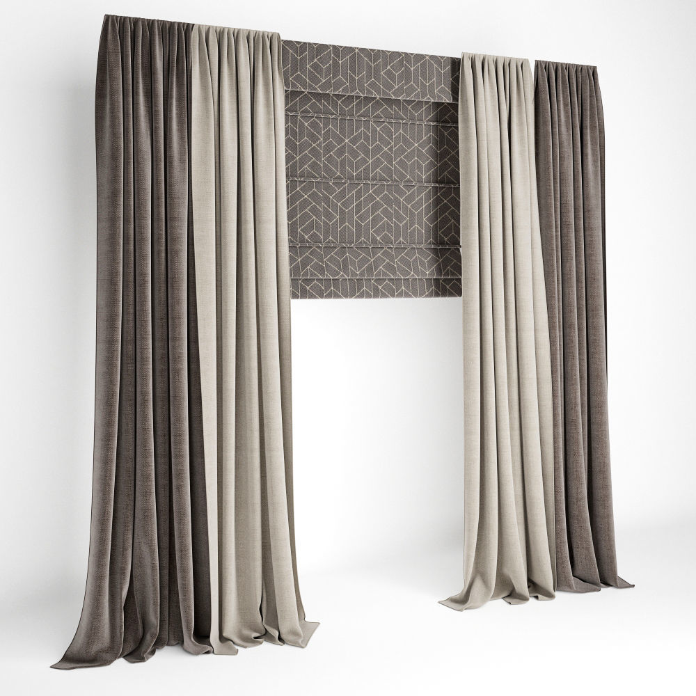 Curtain 75 with window 3D model_7