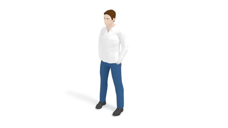 Low Poly People Collection girl wearing pants and shirt _22