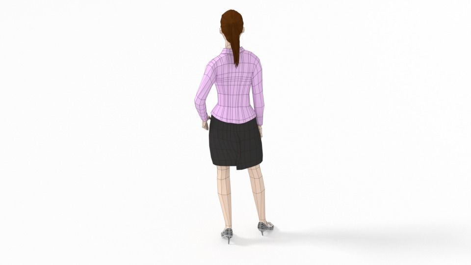 Low Poly People Collection girl wearing pants and shirt _52