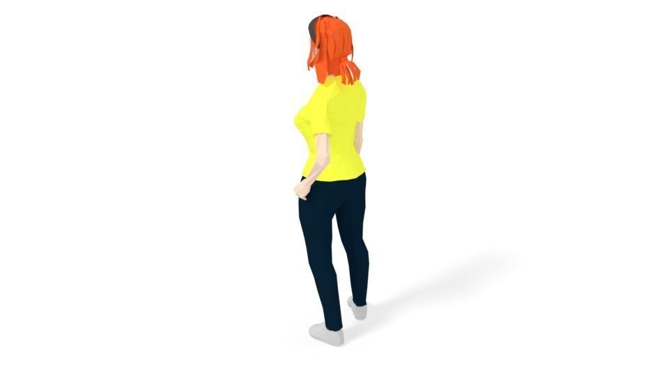 Low Poly People Collection girl wearing pants and shirt _8