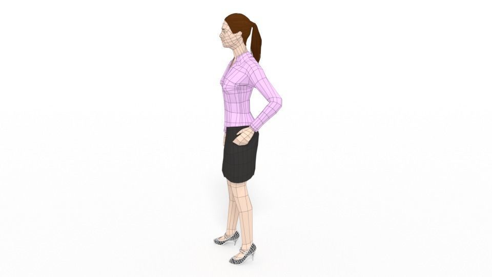 Low Poly People Collection girl wearing pants and shirt _57