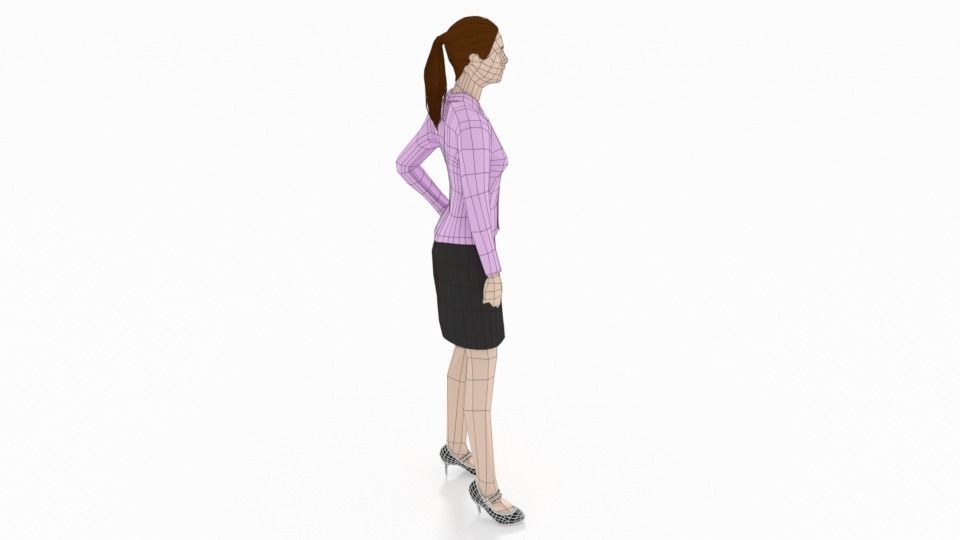 Low Poly People Collection girl wearing pants and shirt _59