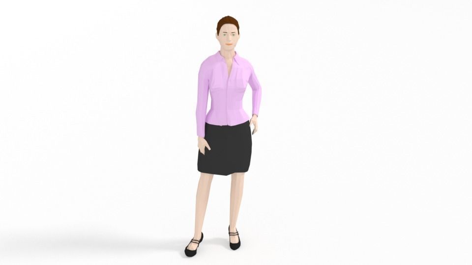 Low Poly People Collection girl wearing pants and shirt _42