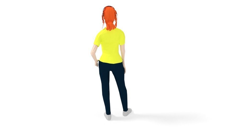 Low Poly People Collection girl wearing pants and shirt _4