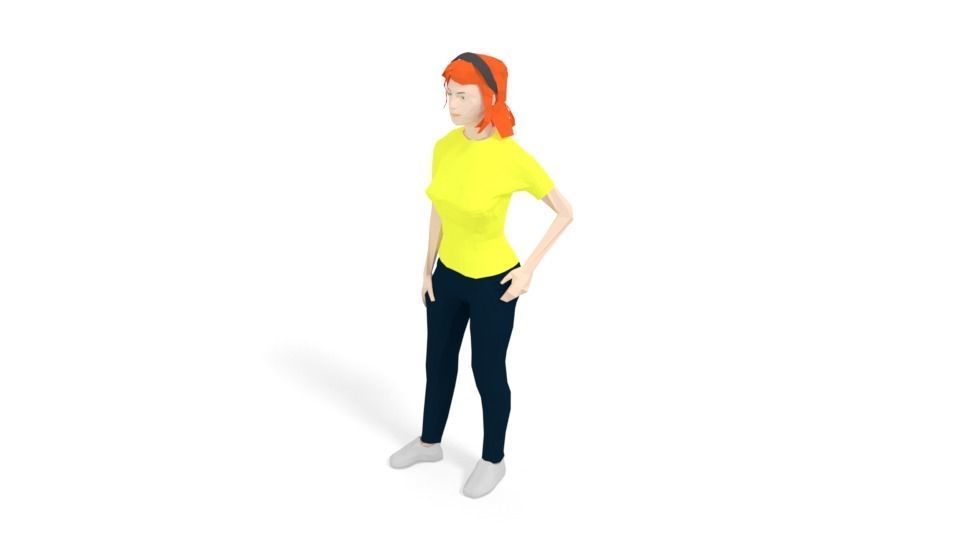 Low Poly People Collection girl wearing pants and shirt _2