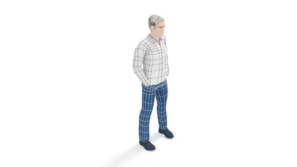 Low Poly People Collection girl wearing pants and shirt _33