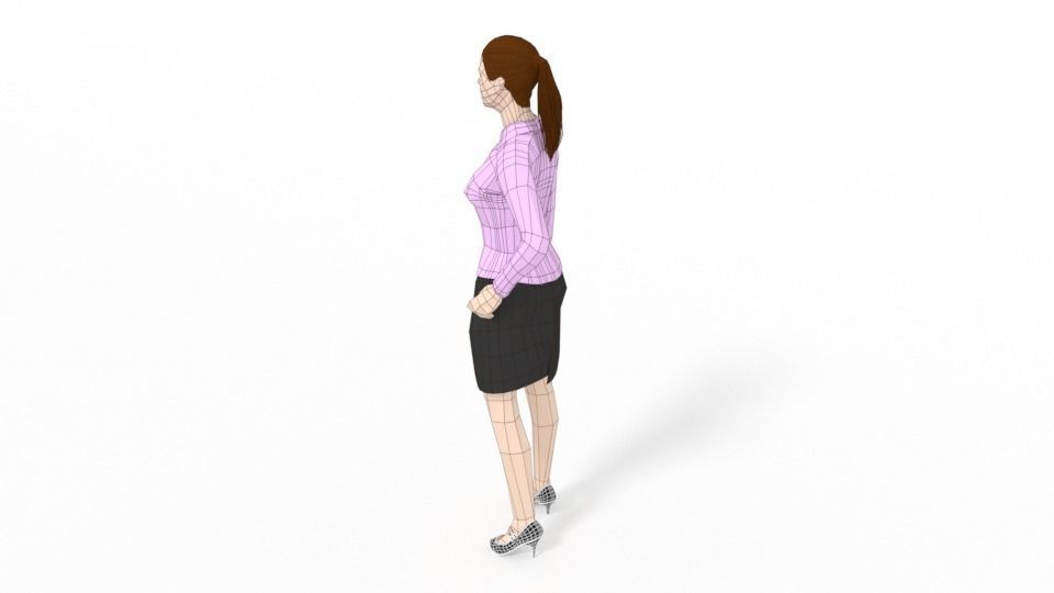 Low Poly People Collection girl wearing pants and shirt _53