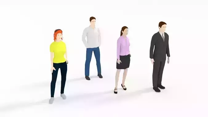 Low Poly People Collection girl wearing pants and shirt