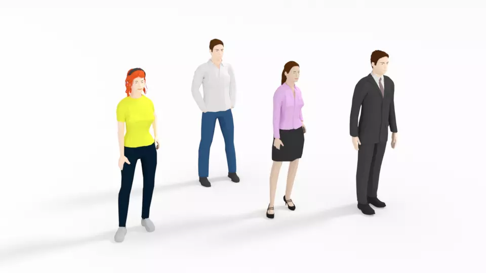 Low Poly People Collection girl wearing pants and shirt _0