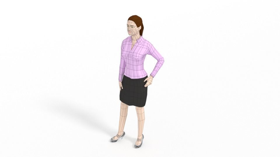 Low Poly People Collection girl wearing pants and shirt _55