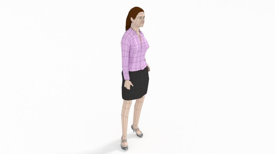 Low Poly People Collection girl wearing pants and shirt _56