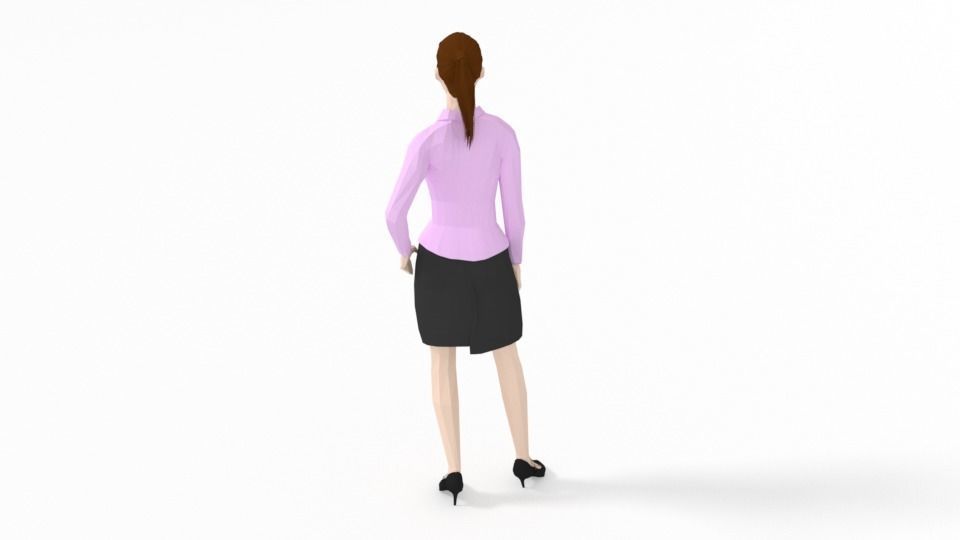 Low Poly People Collection girl wearing pants and shirt _44