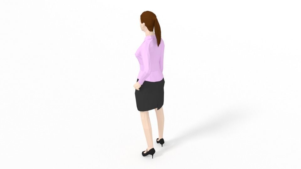 Low Poly People Collection girl wearing pants and shirt _48