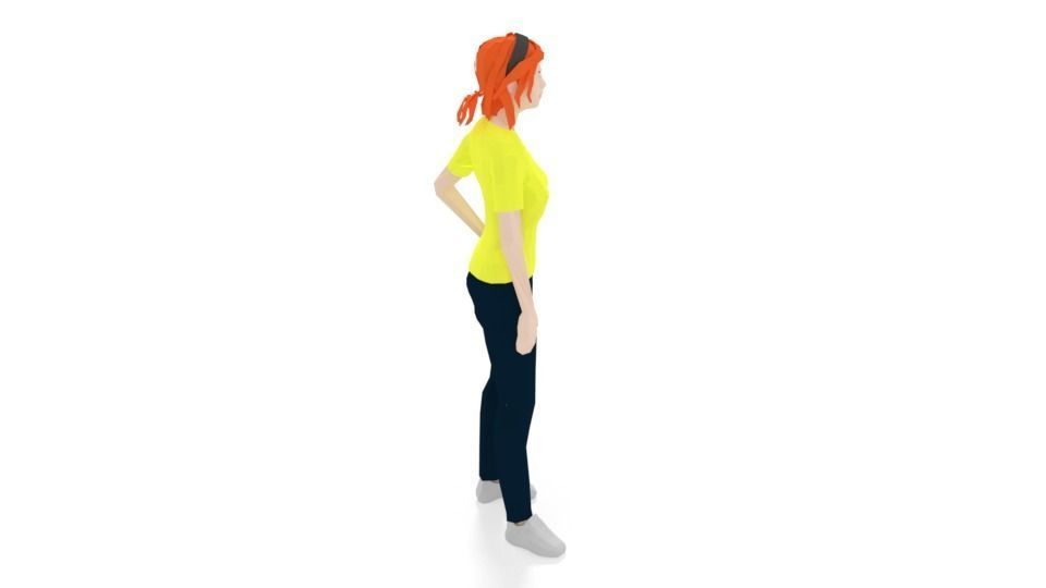 Low Poly People Collection girl wearing pants and shirt _3