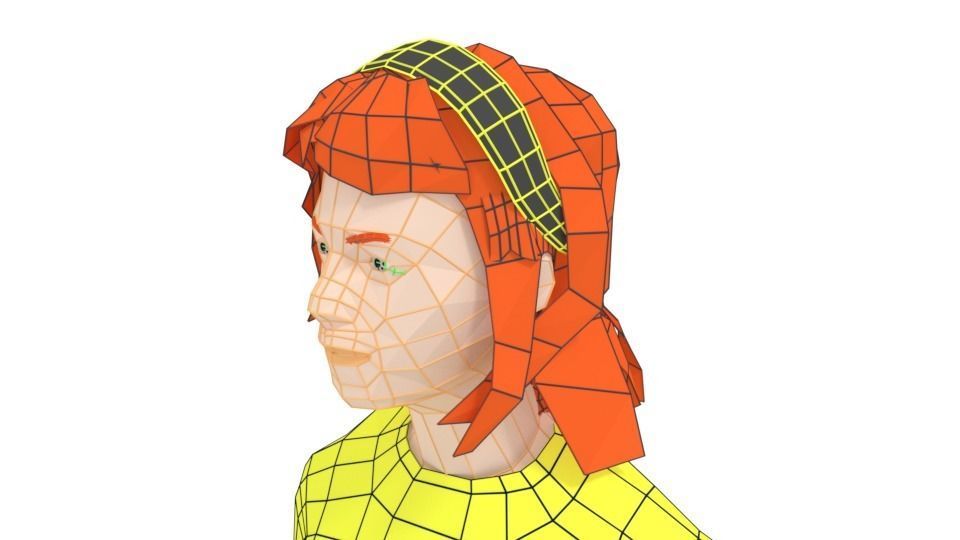 Low Poly People Collection girl wearing pants and shirt _21