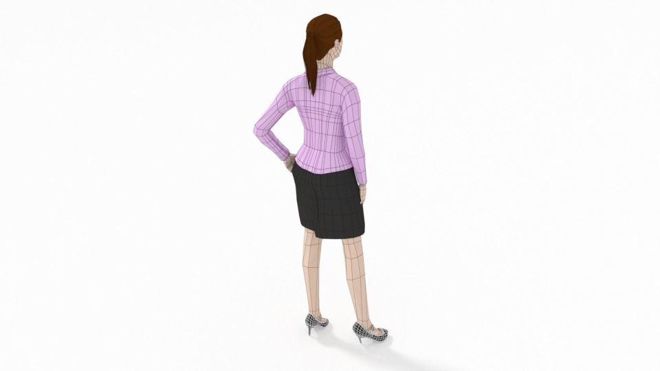 Low Poly People Collection girl wearing pants and shirt _62