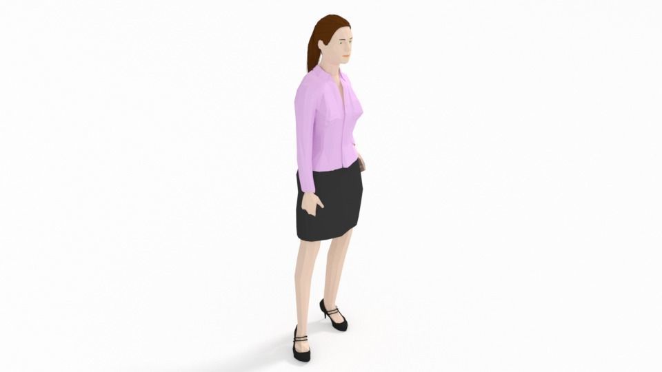 Low Poly People Collection girl wearing pants and shirt _43