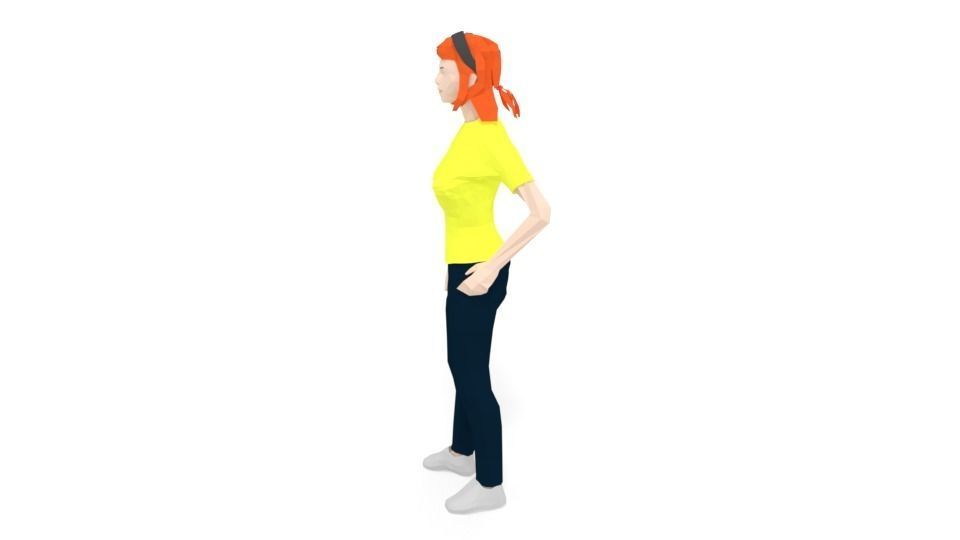 Low Poly People Collection girl wearing pants and shirt _9