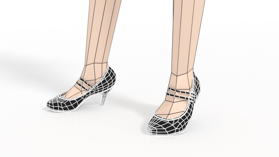 Low Poly People Collection girl wearing pants and shirt _60