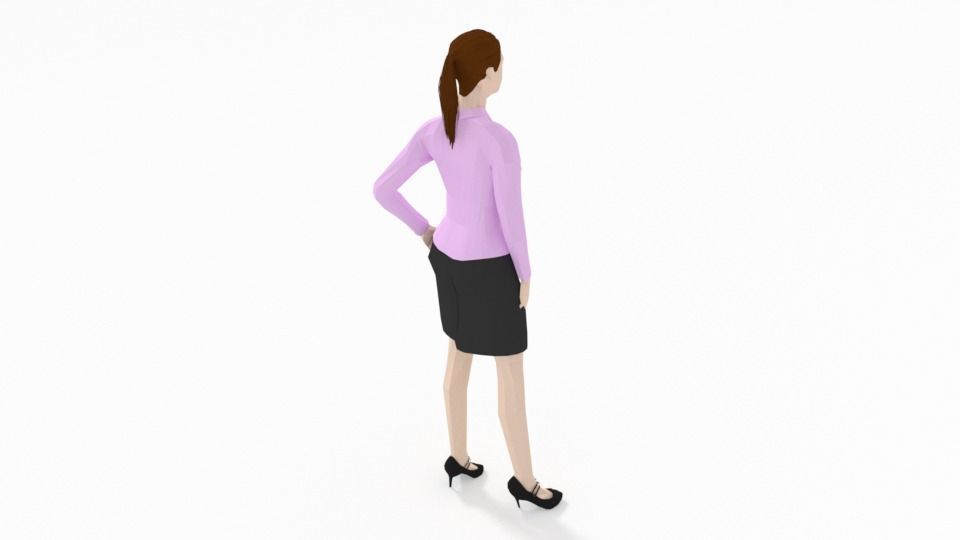 Low Poly People Collection girl wearing pants and shirt _46