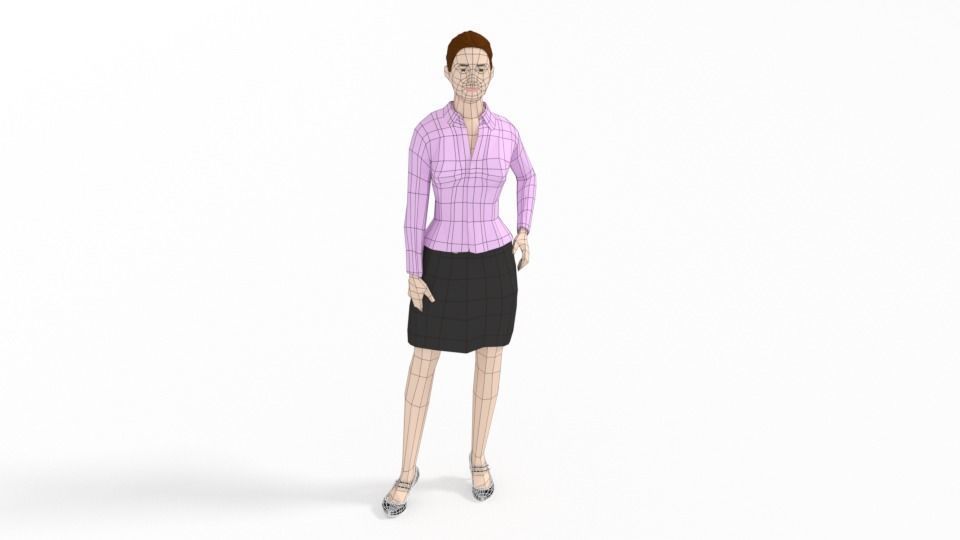 Low Poly People Collection girl wearing pants and shirt _61