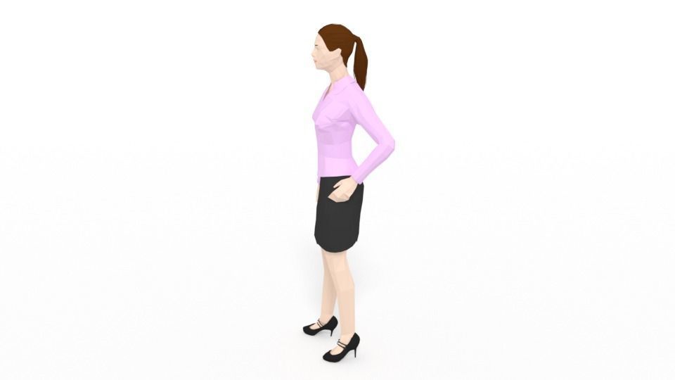 Low Poly People Collection girl wearing pants and shirt _50