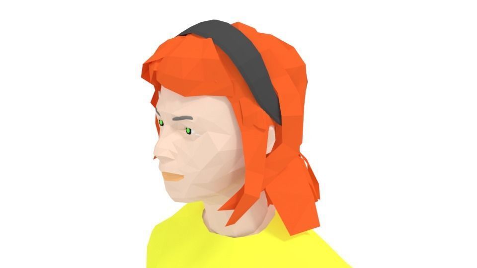 Low Poly People Collection girl wearing pants and shirt _12