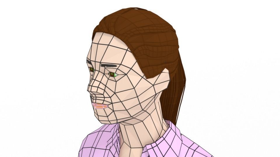 Low Poly People Collection girl wearing pants and shirt _58