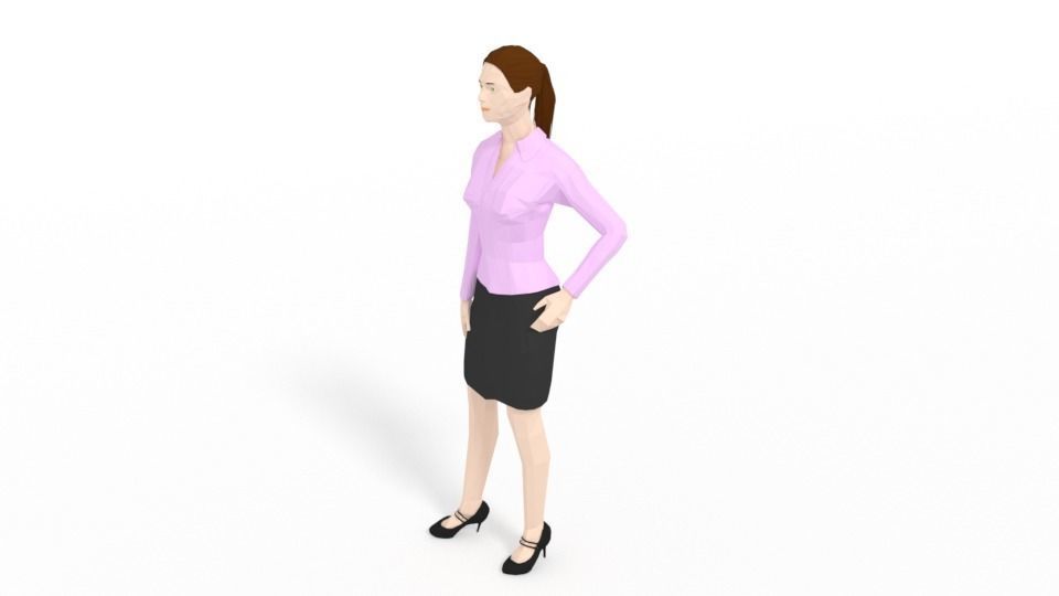 Low Poly People Collection girl wearing pants and shirt _45