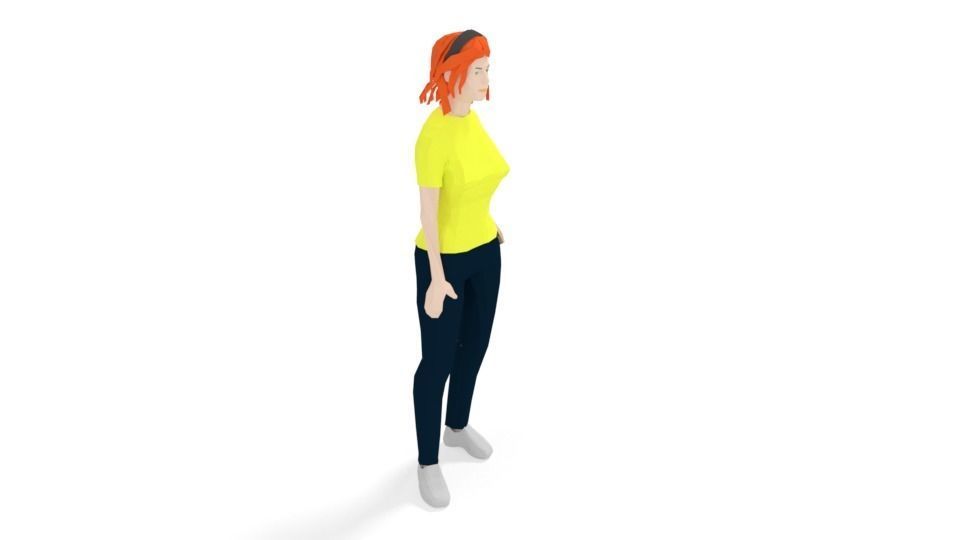 Low Poly People Collection girl wearing pants and shirt _6