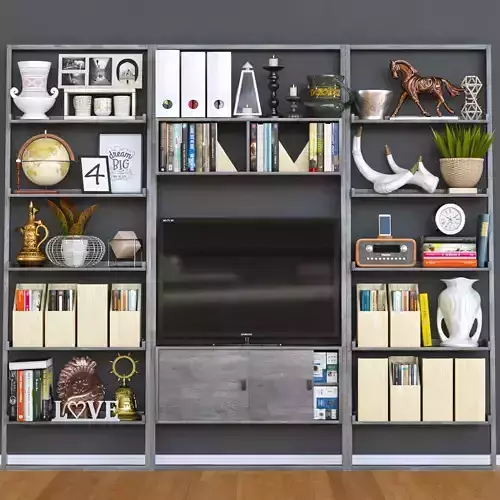TvSHelf bookcase with shelves and tv