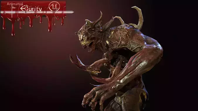 Predator humanoid creature Low-poly 3D model