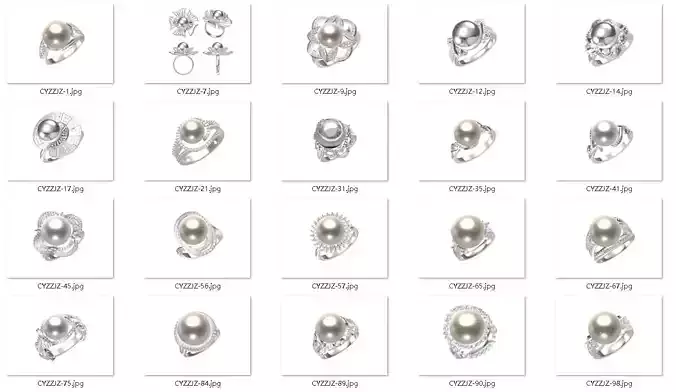 20 Pearl Rings 3D print model bulk collection