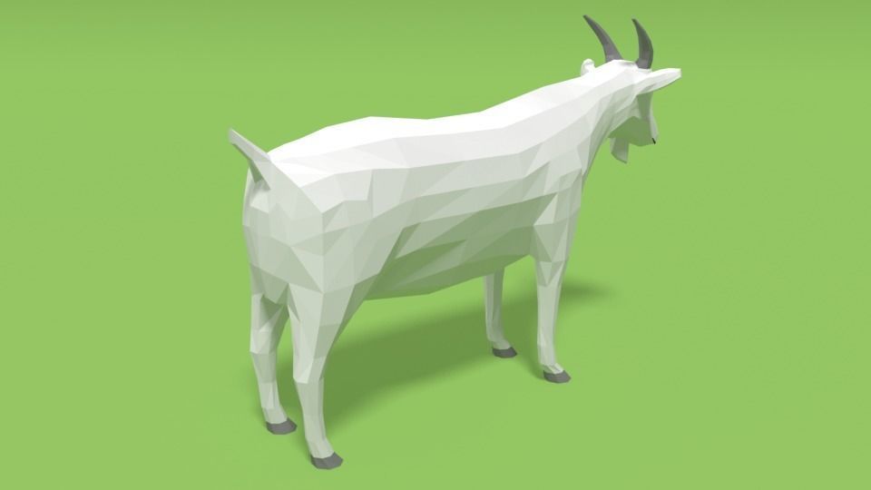 Low Poly Cartoon Goat Low-poly 3D model_4