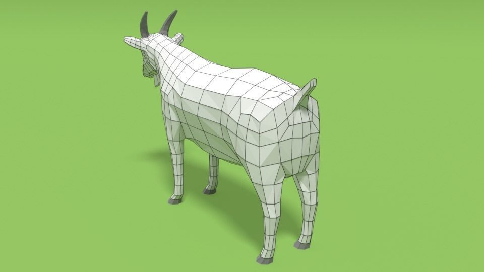 Low Poly Cartoon Goat Low-poly 3D model_14