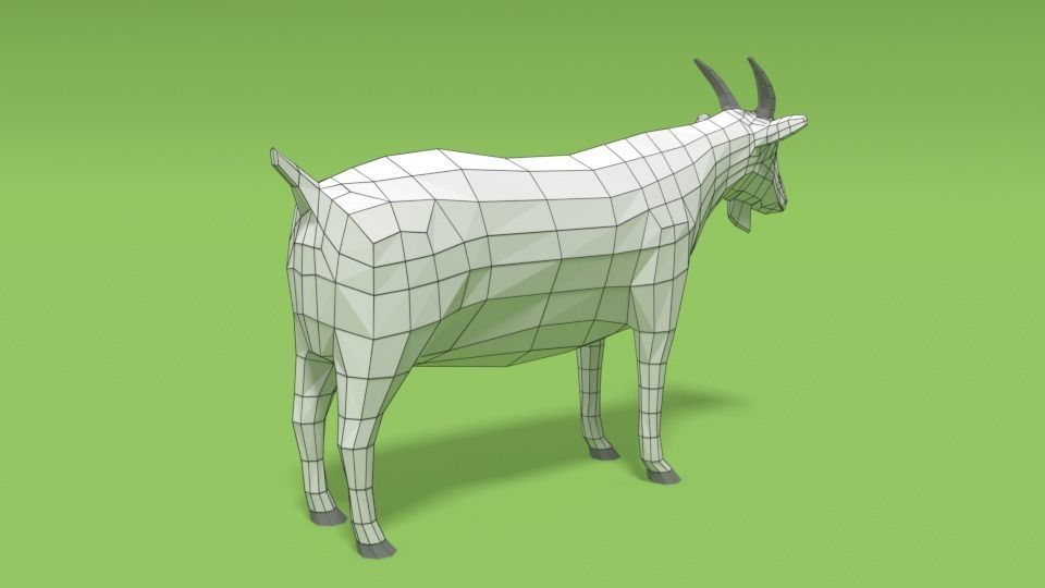Low Poly Cartoon Goat Low-poly 3D model_12